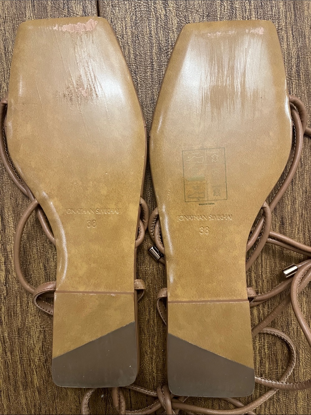 Jonathan Simkhai Women’s Lace-Up Gladiator Square Toe Sandals - Tan - Picture 4 of 4